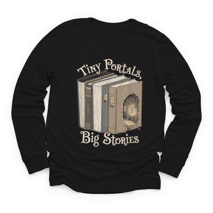 Tiny Portals Big Stories Book Nook Fantasy Gateway Youth Long Sleeve Tee