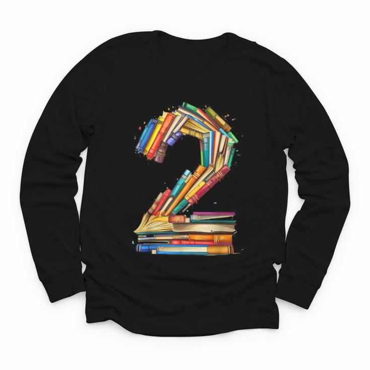 Toddler 2nd Birthday Books Themed 2 Year Old Boys Kids Girls Youth Long Sleeve Tee