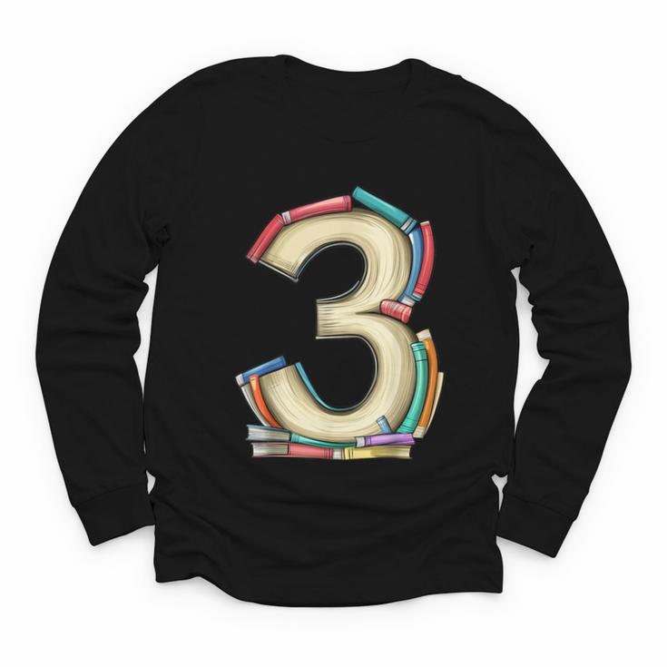 Toddler 3rd Birthday Books Themed 3 Year Old Boys Kids Girls Youth Long Sleeve Tee