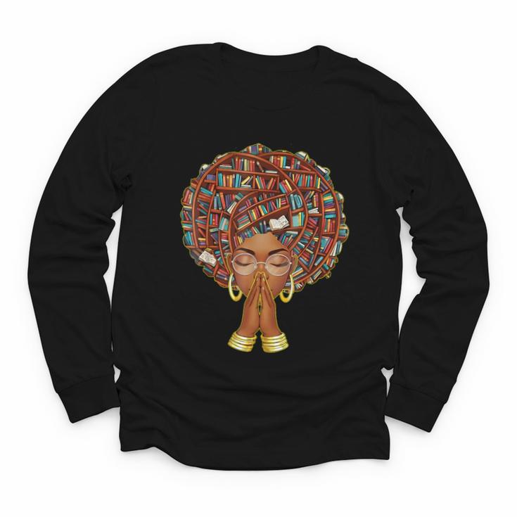 History Month Afro Book Lover Women Girls Librarian Youth Long Sleeve Tee