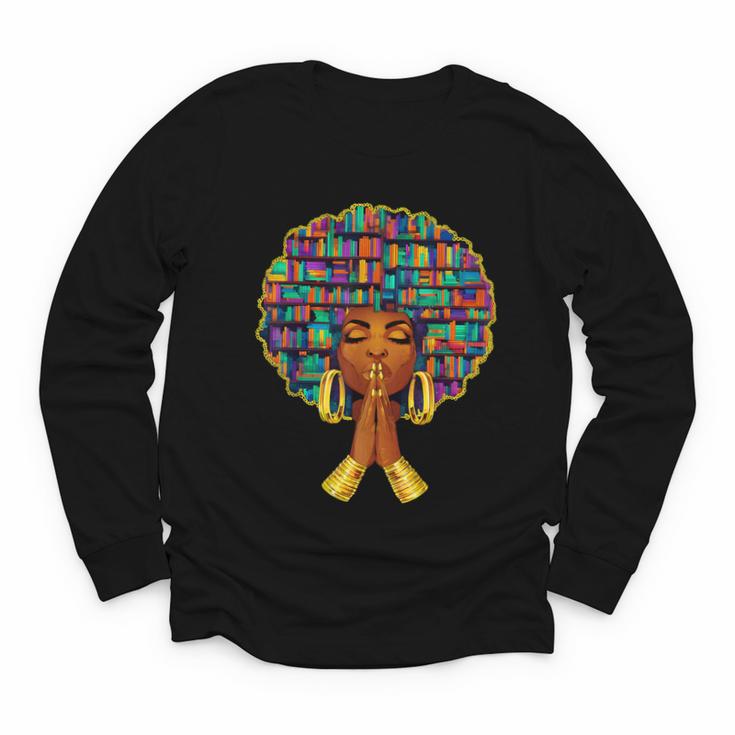 History Month Afro Women Book Lover Librarian Teacher Youth Long Sleeve Tee