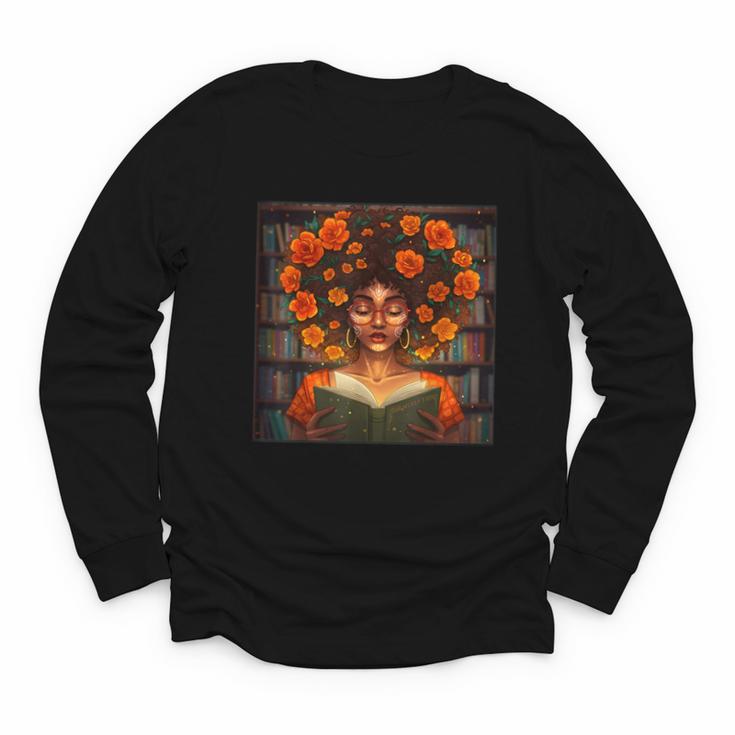History Month Black Afro Girl Women Book Lovers Youth Long Sleeve Tee