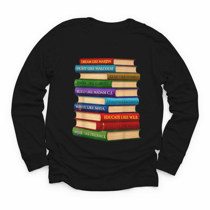 History Month Educated Black Leaders Reading Books Youth Long Sleeve Tee