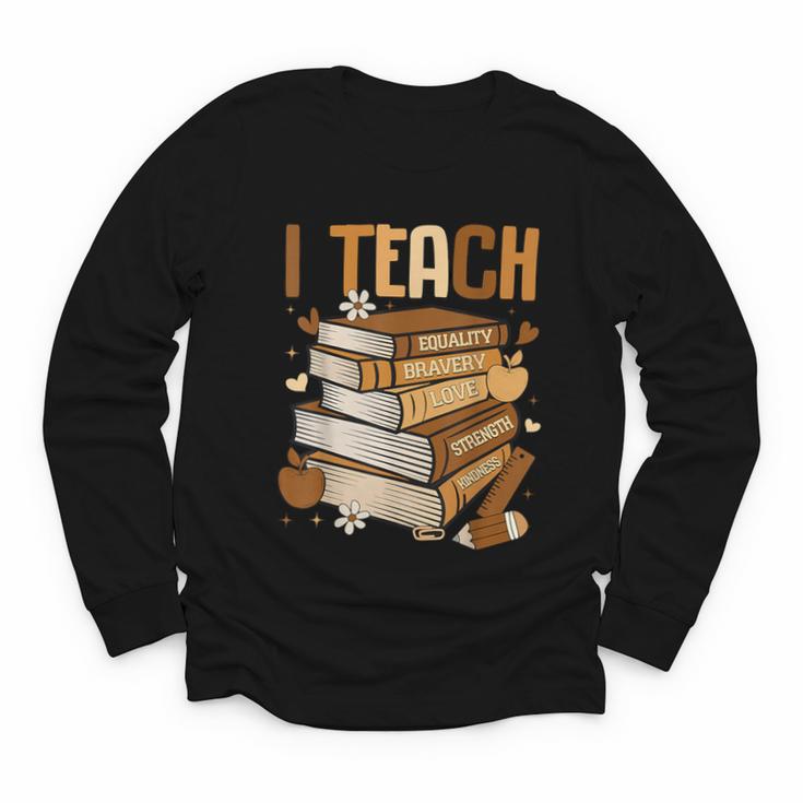 History Month I Teach Melanin Book Black Teacher Youth Long Sleeve Tee