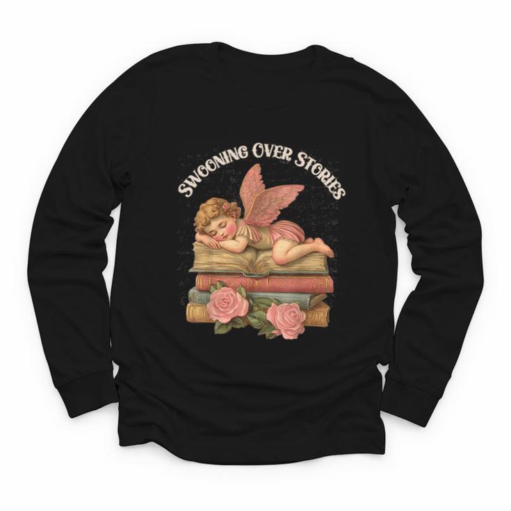 Valentine's Swooning Over Stories Cupid And Book Lover Tee Youth Long Sleeve Tee