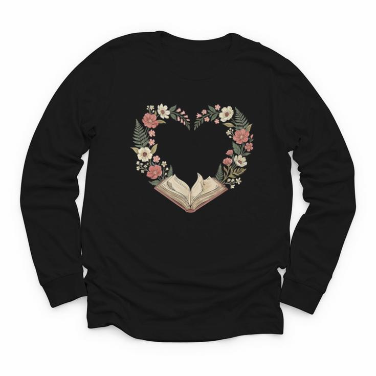 Vintage Book Lover Valentine Heart Youth Long Sleeve Tee