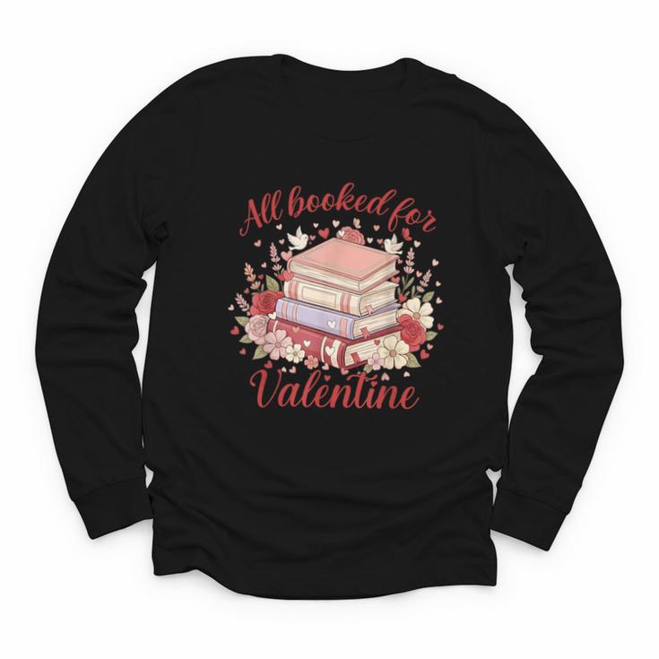 Vintage All Booked For Valentines Book Lovers Teacher Kids Youth Long Sleeve Tee