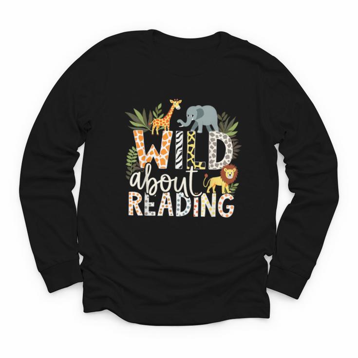 Wild About Reading Animals And Book Lovers Youth Long Sleeve Tee