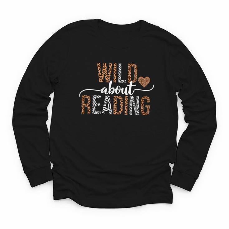 Wild About Reading Books Reader Lover Librarian Bookworm Youth Long Sleeve Tee
