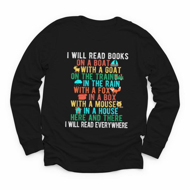 I Will Read Book On Boat Words For Kids Youth Long Sleeve Tee