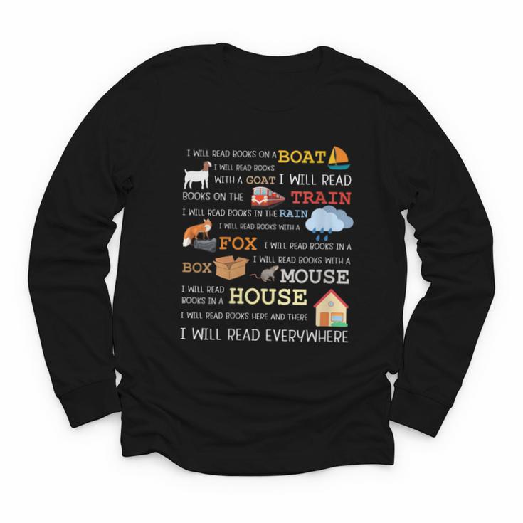 I Will Read Books On a Boat & Everywhere Reading Youth Long Sleeve Tee