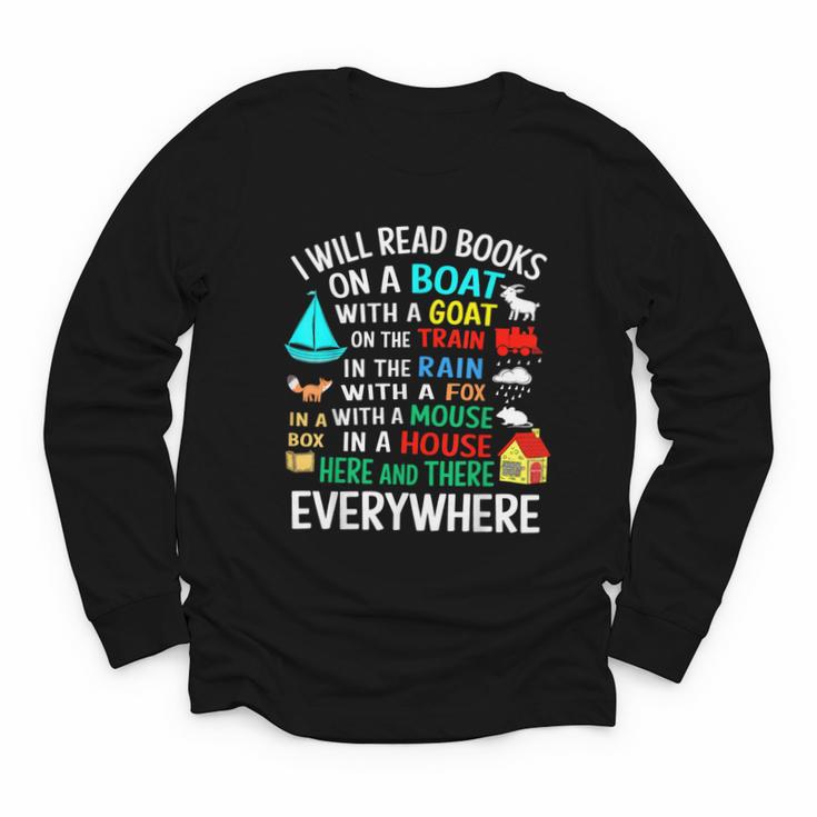 I Will Read Books On A Boat & Everywhere Youth Long Sleeve Tee