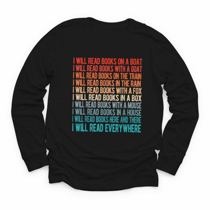 I Will Read Books On A Boat Kids Reading Youth Long Sleeve Tee