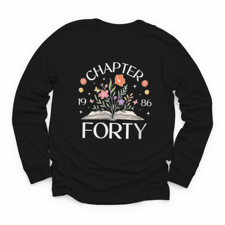 Women's 1986 Chapter Forty 40th Birthday Wildflower Book 40 Year Old Youth Long Sleeve Tee