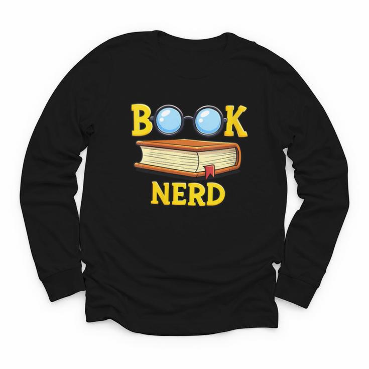 Women's Adorable Book Nerd Typography Minimalist Library Lover Youth Long Sleeve Tee