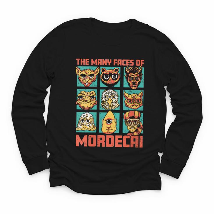 Women's DCC Many Faces Of Mordecai Grid Gamer Series Book Youth Long Sleeve Tee