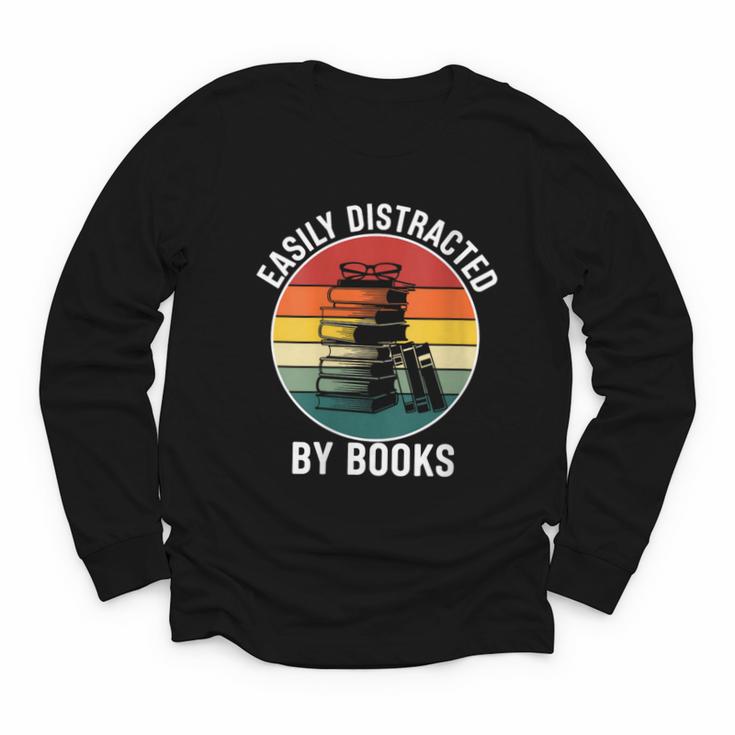 Women's Easily Distracted By Books Youth Long Sleeve Tee
