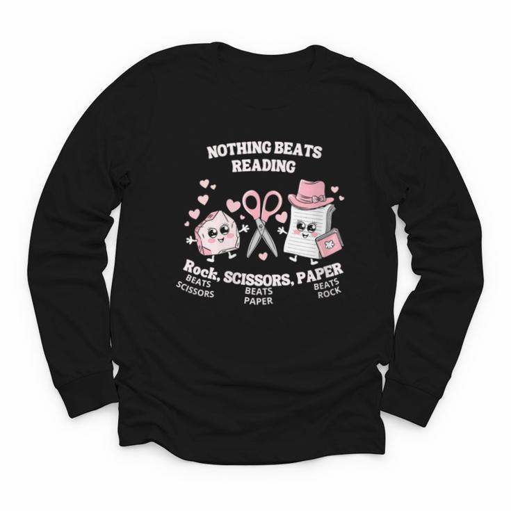 Women's Nothing Beats Reading Book Lover Statement Youth Long Sleeve Tee
