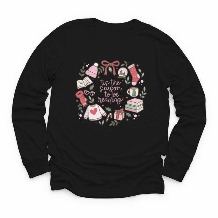 Xmas Tis The Season To Be Reading Books Pajamas Youth Long Sleeve Tee