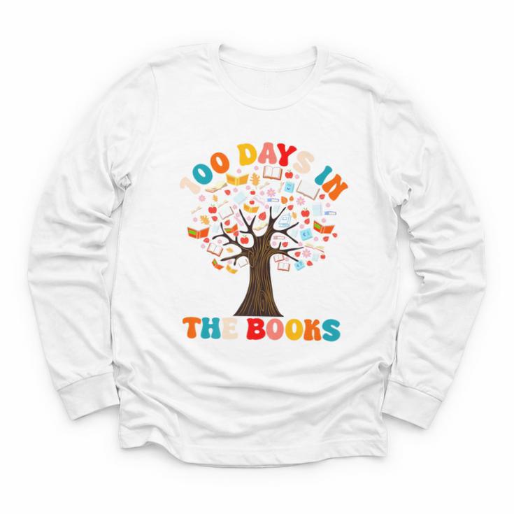 100 Days In The Books Reading Teacher 100th Day Of School Premium Youth Long Sleeve Tee