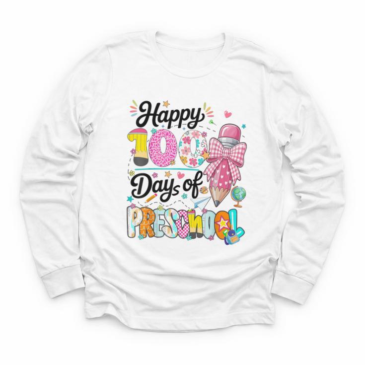 100th Day Of School Teacher Books 100 Days Of Preschool Girl Youth Long Sleeve Tee