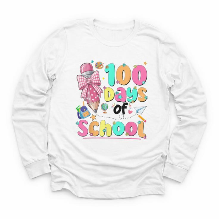 100th Day Of School Teacher Books 100 Days Of School Women Youth Long Sleeve Tee