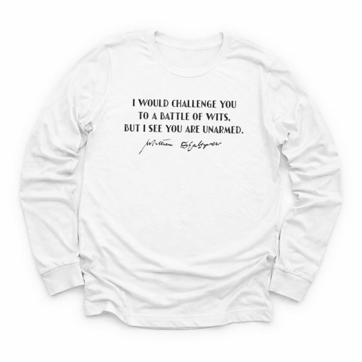 Battle Of Wits William Shakespeare Book Quote Youth Long Sleeve Tee