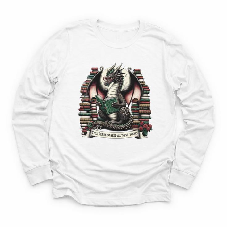 Book Dragon Yes I Really Do Need All These Books Youth Long Sleeve Tee