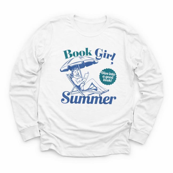 Book Girl Summer Bookish Beach Youth Long Sleeve Tee