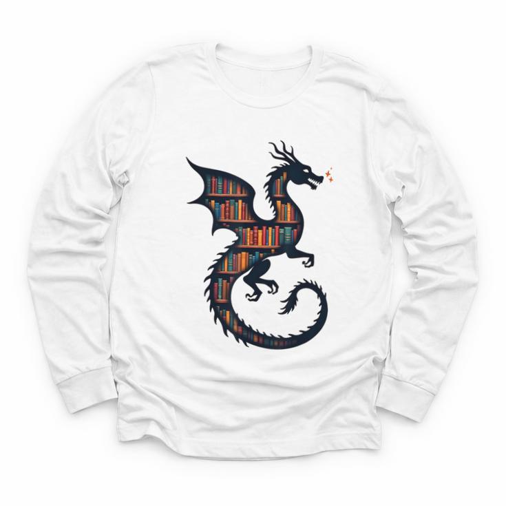 Book Lover Bookworm Reading Books Dragon Youth Long Sleeve Tee