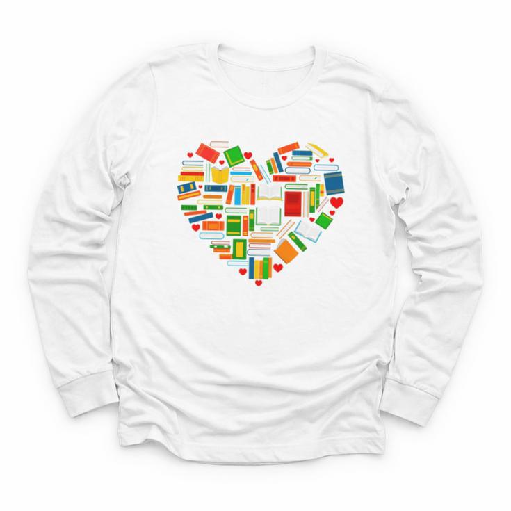 Book Lover Librarian Books Heart Valentine Youth Long Sleeve Tee
