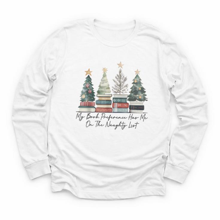 My Book Preference Has Me On The Naughty List Christmas Tree Youth Long Sleeve Tee