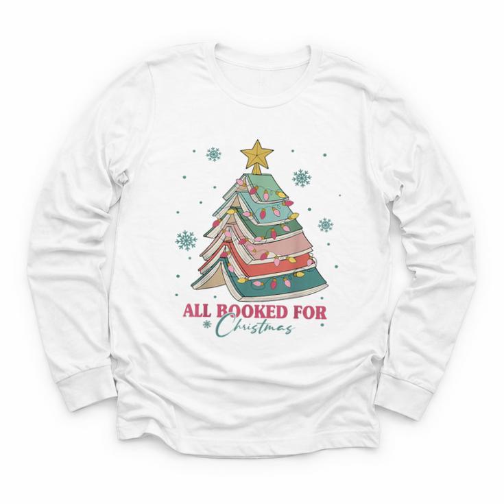 All Booked For Christmas Book Christmas Tree Lights Bookish Youth Long Sleeve Tee