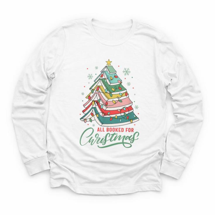 All Booked For Christmas Book Xmas Tree Lights Reading Girly Youth Long Sleeve Tee