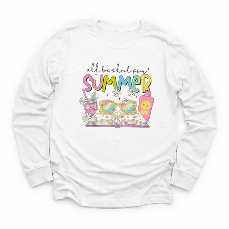 All Booked For Summer Reading Beach Floral Bookish Book Girl Youth Long Sleeve Tee