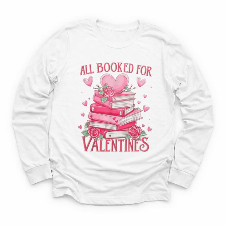 All Booked For Valentine Books Lover Teacher Floral Youth Long Sleeve Tee