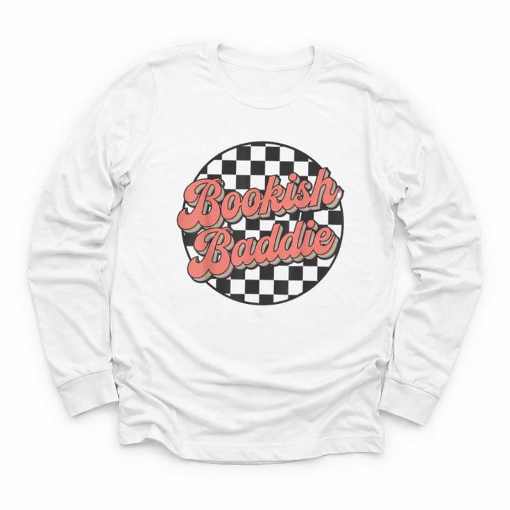 Bookish Baddie Retro Aesthetic Typography Youth Long Sleeve Tee
