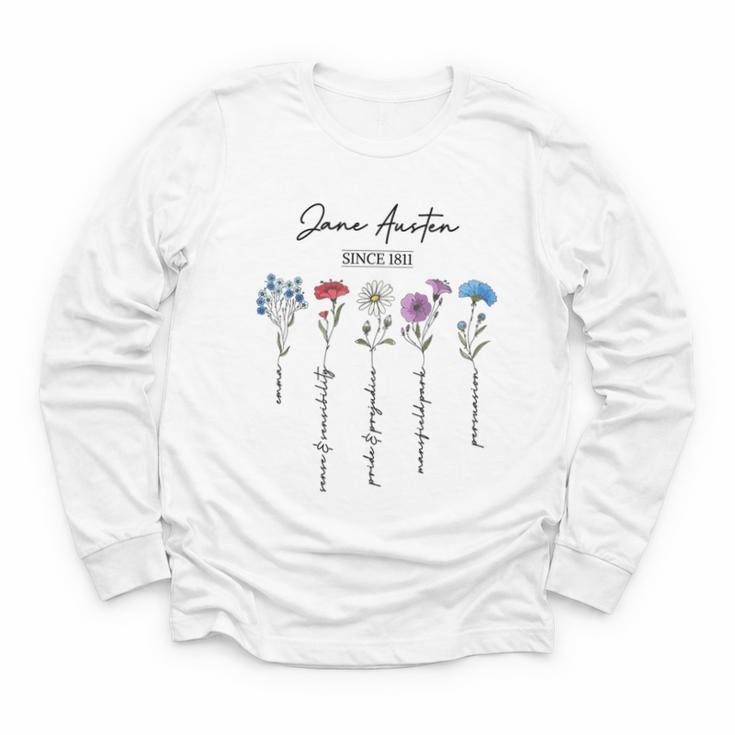 Bookish Feminist Jane Austen Fan Jane Austen Flower Books Youth Long Sleeve Tee