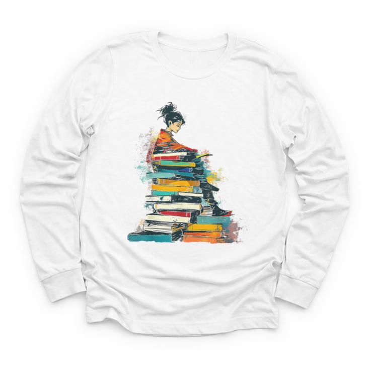 Books Abstract Artist Women Art Painting Books Youth Long Sleeve Tee