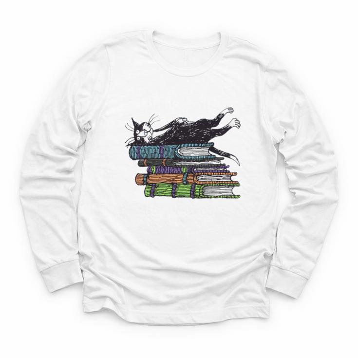 Books Cats Life Is Sweet Cats Books Lover Men Women Youth Long Sleeve Tee