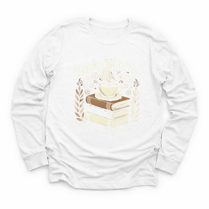 Books Coffee And Quiet Places Literature Youth Long Sleeve Tee