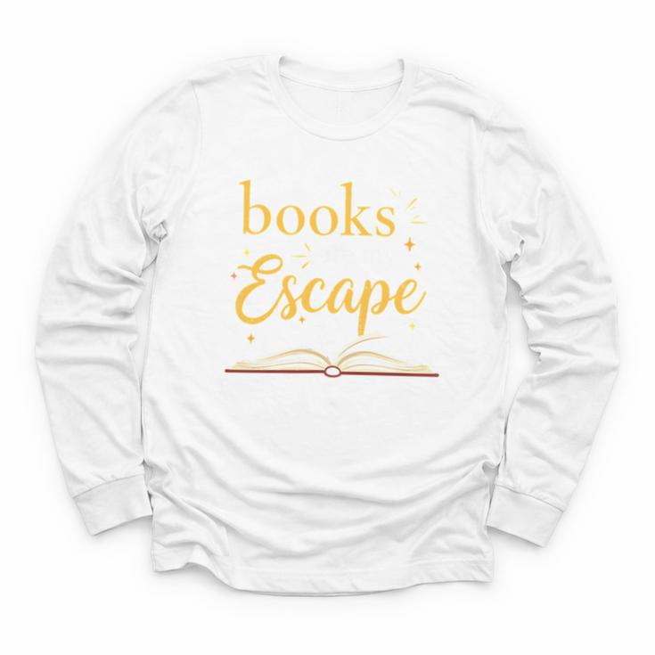 Books Are My Escape Simple Reading Quote Youth Long Sleeve Tee