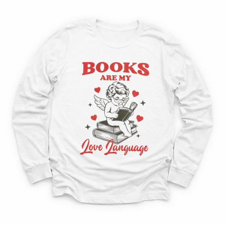 Books Are My LoveLanguage Cupid Valentines Youth Long Sleeve Tee
