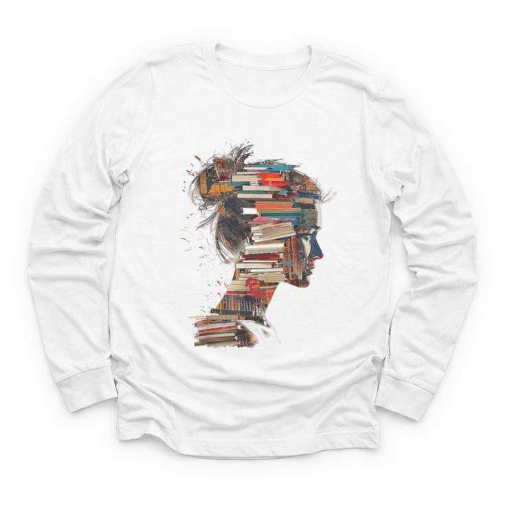 Books Lover Women Art Colorful Drawing Graphic Books Youth Long Sleeve Tee