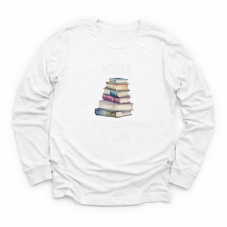 Books The Original Handheld Device Book Librarian Premium Youth Long Sleeve Tee