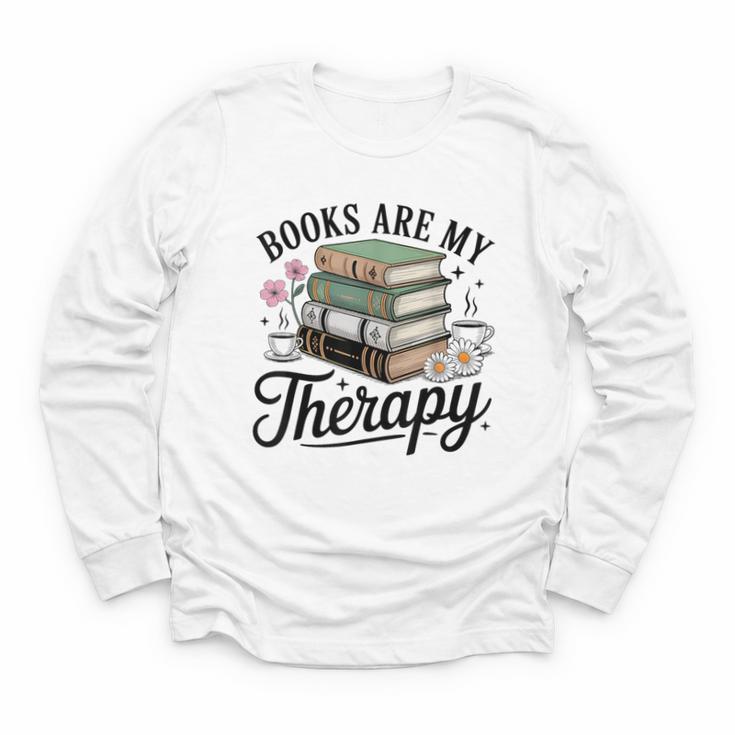 Books Are My Therapy Bookworm Reading Youth Long Sleeve Tee