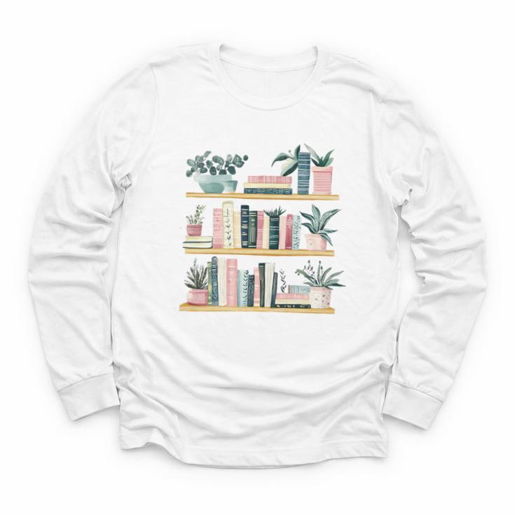 Bookshelves With Books & Plants Premium Youth Long Sleeve Tee