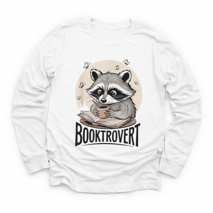 Booktrovert Raccoon Reading And Coffee For Book Lover Youth Long Sleeve Tee