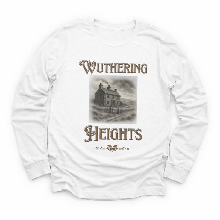 Bronte Novel Wuthering Heights Moorland Gothic Book Cover Youth Long Sleeve Tee