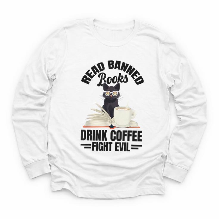 Cat I Read Banned Books Shirt Bookworm Avid Reader For Men Women Kids Youth Long Sleeve Tee